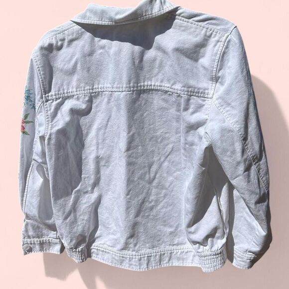 Vintage Alfred Dunner Floral Embroidered Jacket - Size M - White Denim Button Up - Picture 7 of 7